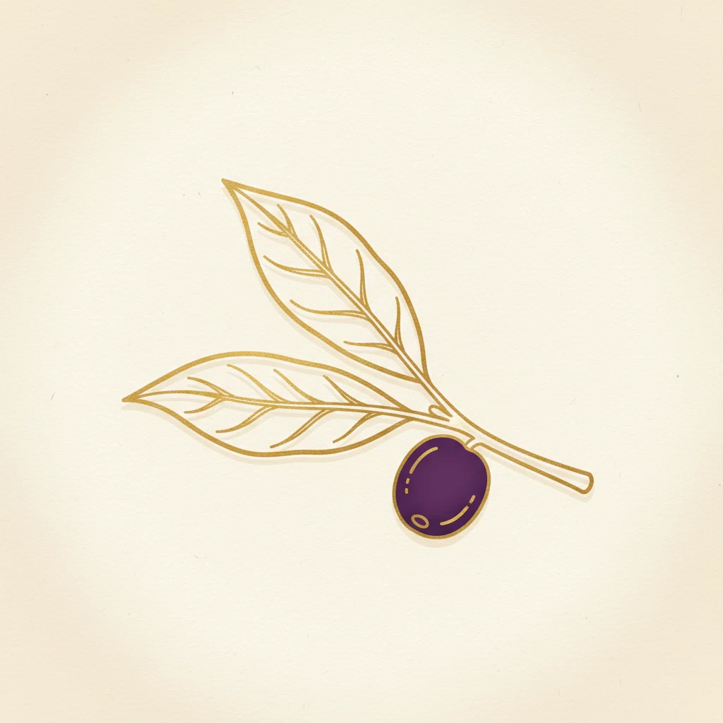 Stylised coffee cherry botanical icon in deep plum-violet - Kingsley Nutrition brand motif